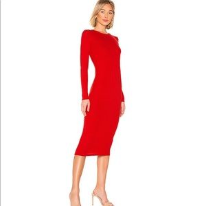 Rib Keyhole Midi Dress in Iconic Red